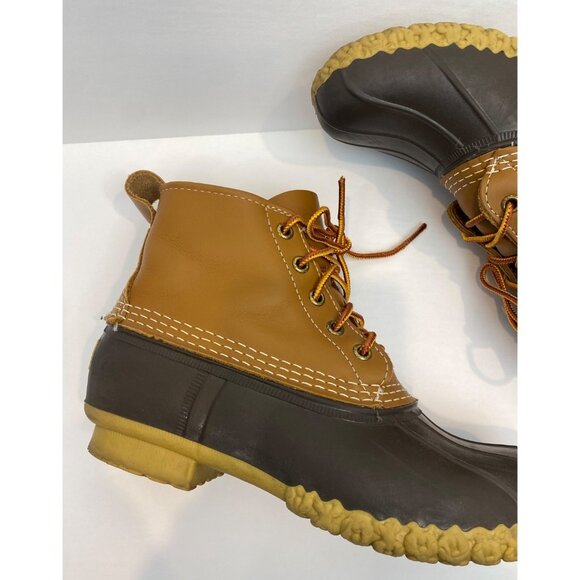 L.L. Bean 6" Duck Leather Rubber Boot Bean Boot Brown Tan Women's Size 7M - Picture 6 of 11